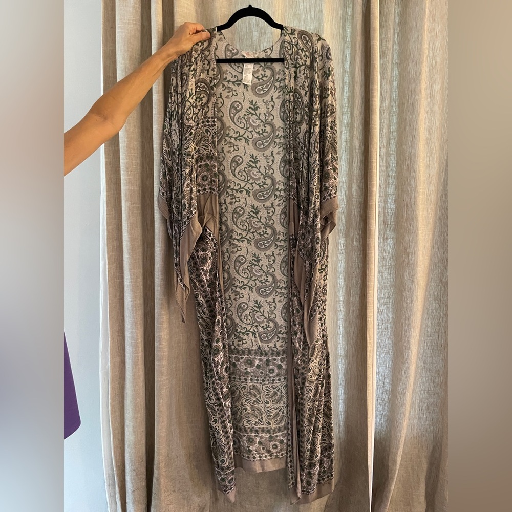 Free People Paisley Kimono in Taupe and Gray